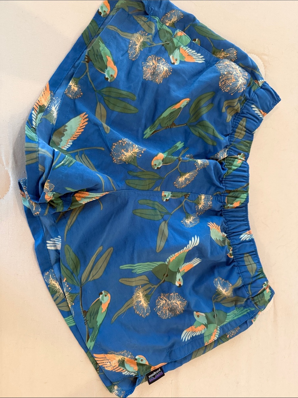 Patagonia Parrot Print Elastic Waist Shorts